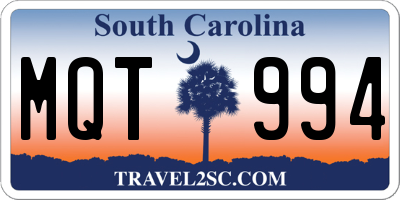 SC license plate MQT994