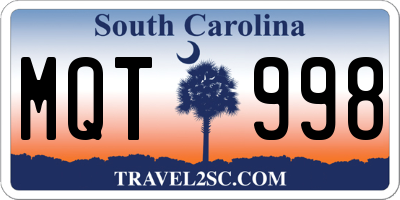 SC license plate MQT998
