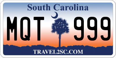 SC license plate MQT999