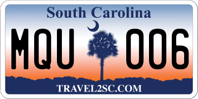 SC license plate MQU006