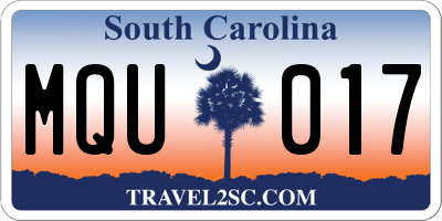 SC license plate MQU017