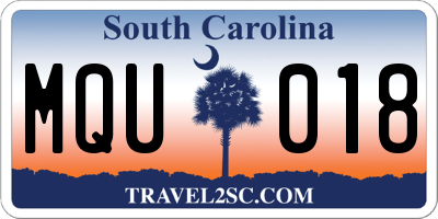 SC license plate MQU018
