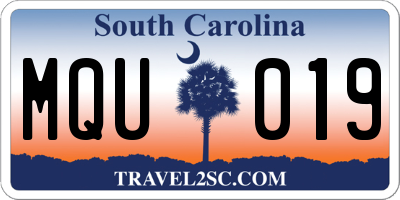 SC license plate MQU019