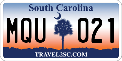 SC license plate MQU021