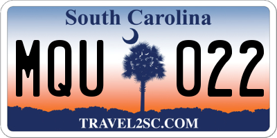 SC license plate MQU022