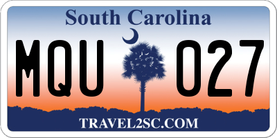 SC license plate MQU027