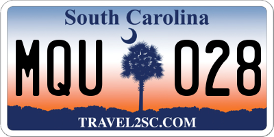 SC license plate MQU028