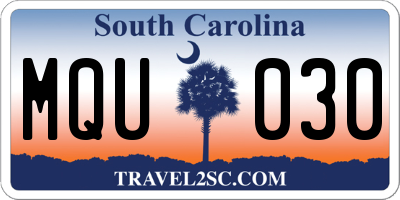 SC license plate MQU030