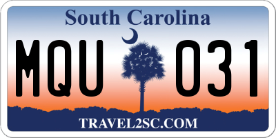 SC license plate MQU031