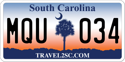 SC license plate MQU034