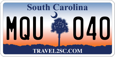 SC license plate MQU040