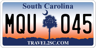 SC license plate MQU045