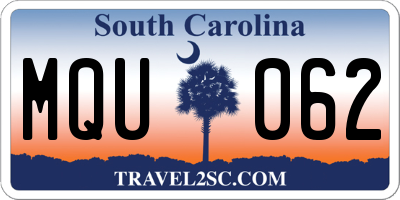 SC license plate MQU062
