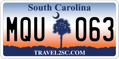 SC license plate MQU063