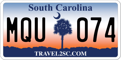 SC license plate MQU074