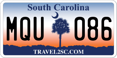 SC license plate MQU086