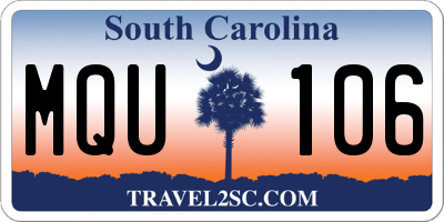 SC license plate MQU106