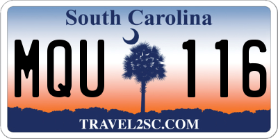 SC license plate MQU116