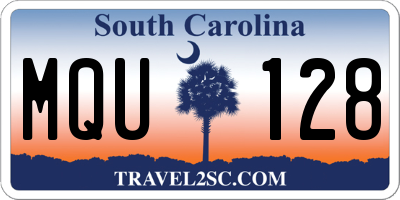 SC license plate MQU128