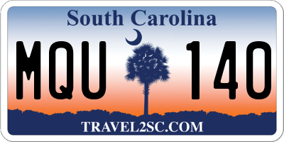 SC license plate MQU140