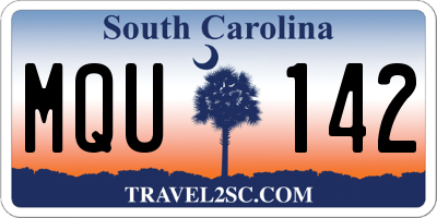 SC license plate MQU142