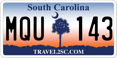 SC license plate MQU143