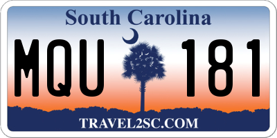 SC license plate MQU181