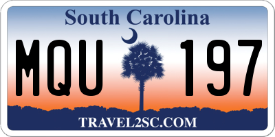 SC license plate MQU197