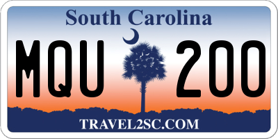 SC license plate MQU200