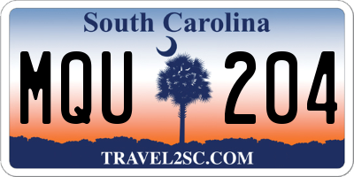 SC license plate MQU204
