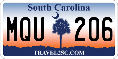SC license plate MQU206