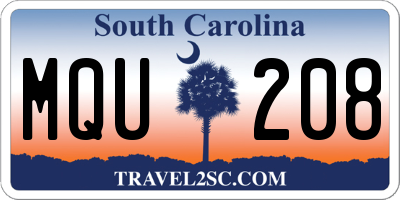 SC license plate MQU208
