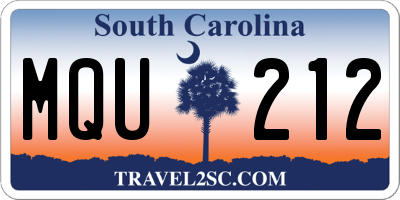 SC license plate MQU212