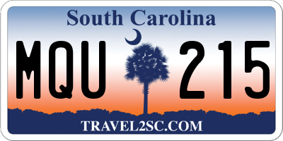 SC license plate MQU215