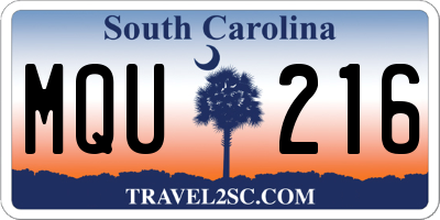 SC license plate MQU216