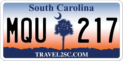 SC license plate MQU217