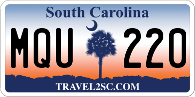 SC license plate MQU220