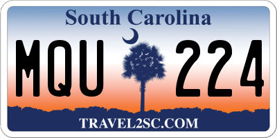 SC license plate MQU224