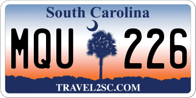SC license plate MQU226