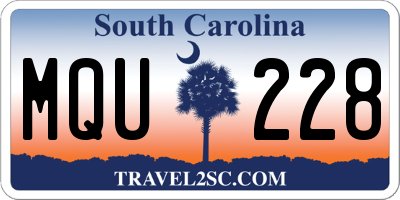 SC license plate MQU228