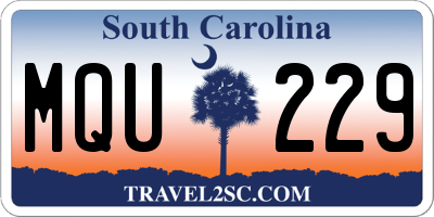 SC license plate MQU229