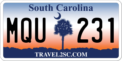 SC license plate MQU231