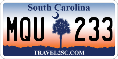 SC license plate MQU233