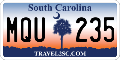 SC license plate MQU235
