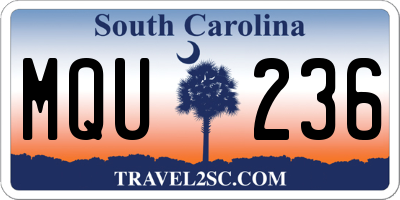 SC license plate MQU236