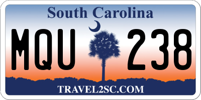 SC license plate MQU238