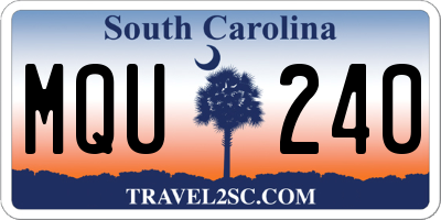 SC license plate MQU240