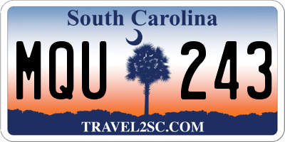 SC license plate MQU243