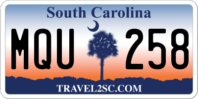 SC license plate MQU258