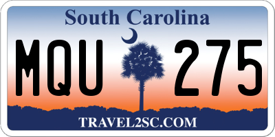 SC license plate MQU275